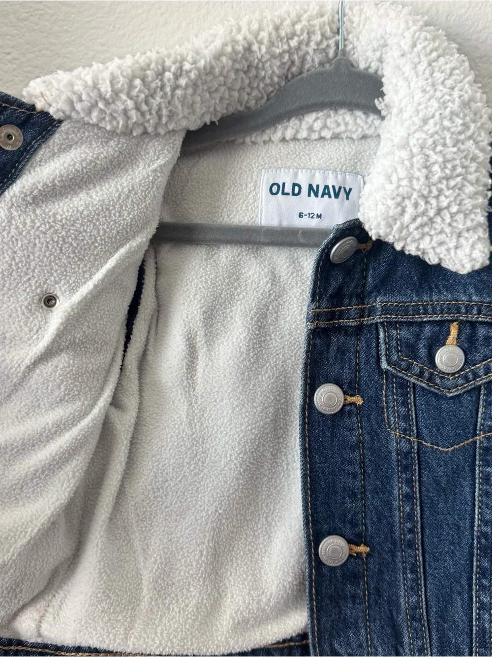 Old Navy Blue Denim Jacket with Sherpa Collar